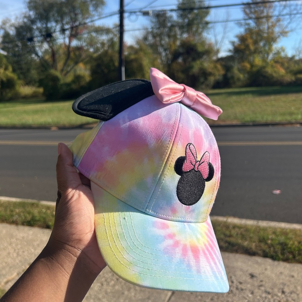 Tie-Dye Cap with Pink Bow and Mouse Ears